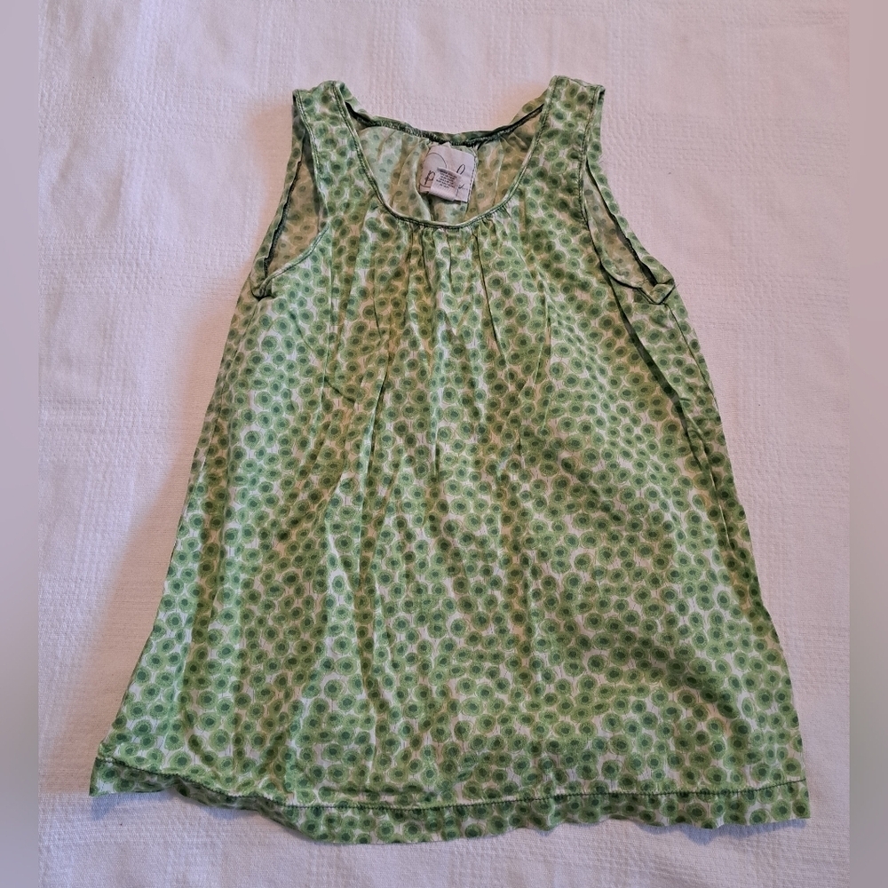 Peek girls size Small of 4-5 green flower tunic,